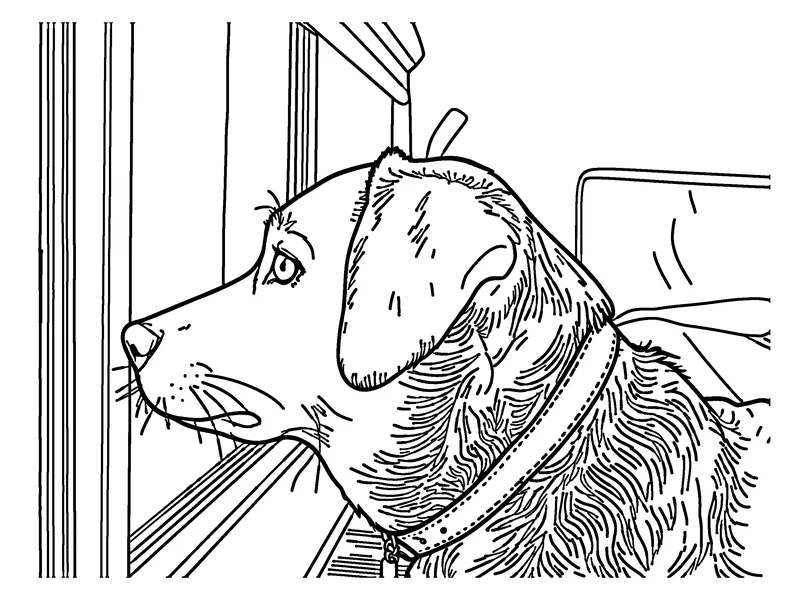 The same dog photo at the Bold & detailed level: thick, even lines
