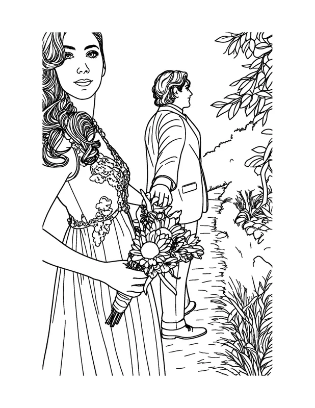 A book page made from a portrait photo: the drawing fills the page