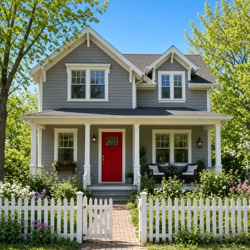 Sample photo of a craftsman house with a white picket fence
